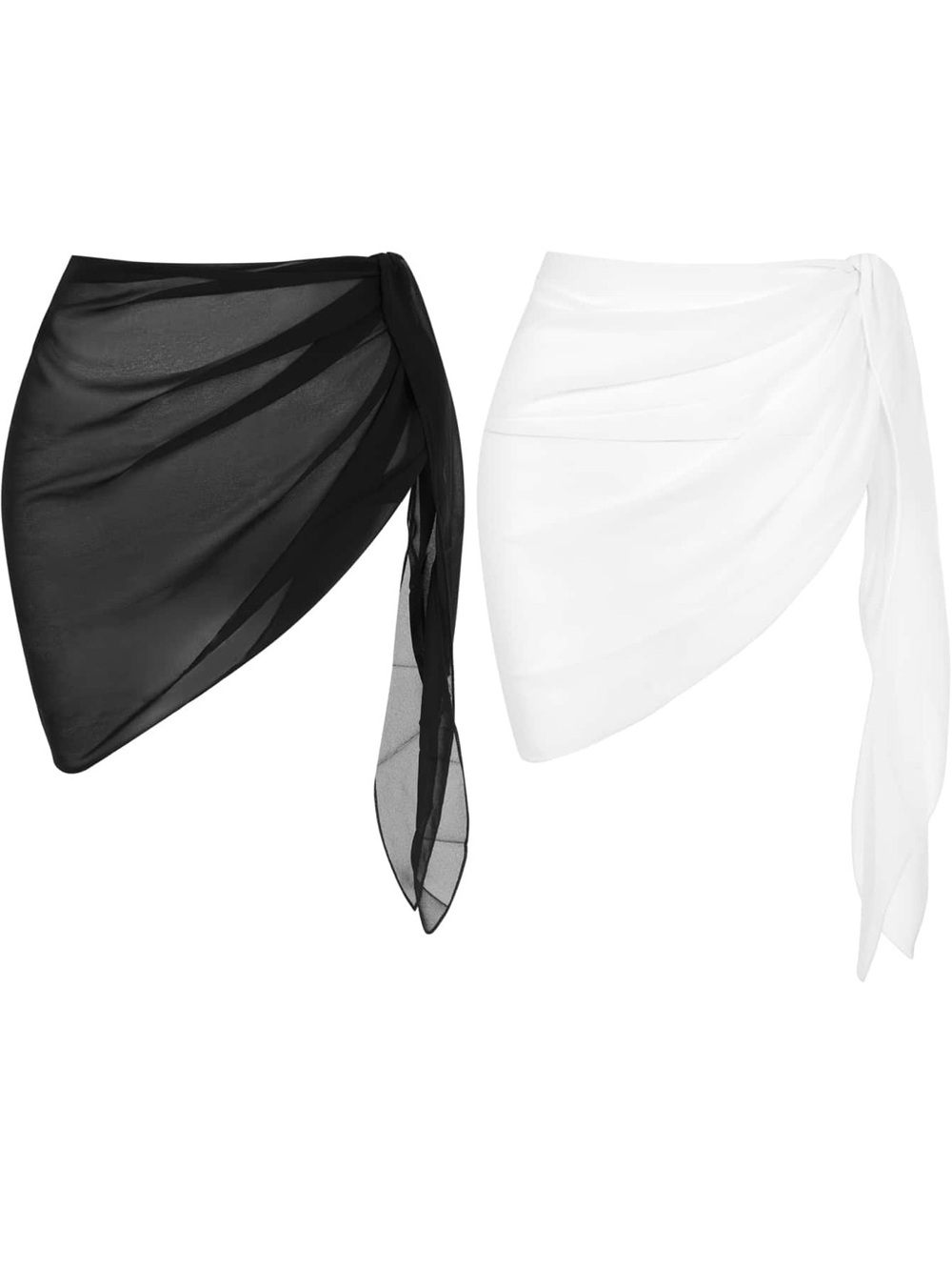 Sheer Mesh Tie Side Sarong Swim Cover Up Black & White Never Worn